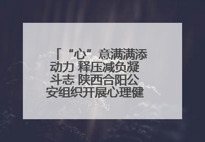 “心”意满满添动力 释压减负凝斗志 陕西合阳公安组织开展心理健康团体辅导活动