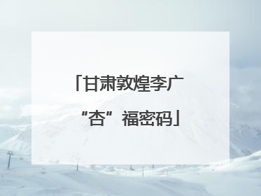 甘肃敦煌李广“杏”福密码