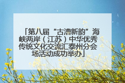 第八届“古漕新韵”海峡两岸（江苏）中华优秀传统文化交流汇泰州分会场活动成功举办