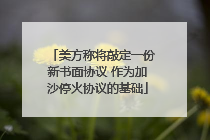 美方称将敲定一份新书面协议 作为加沙停火协议的基础