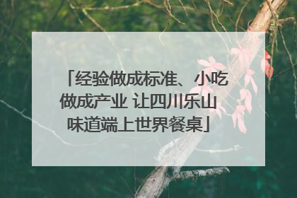 经验做成标准、小吃做成产业 让四川乐山味道端上世界餐桌
