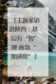 主题采访进陕西：基层有“智”理 应急“加速度”