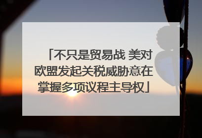 不只是贸易战 美对欧盟发起关税威胁意在掌握多项议程主导权