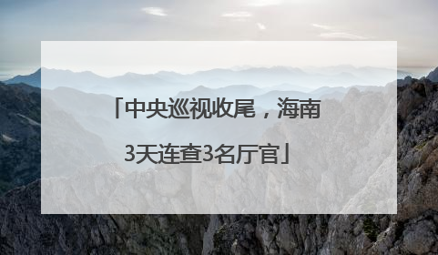 中央巡视收尾，海南3天连查3名厅官