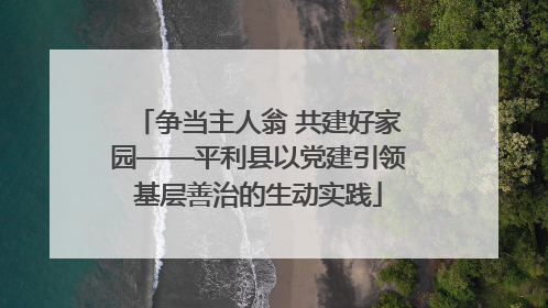 争当主人翁 共建好家园——平利县以党建引领基层善治的生动实践