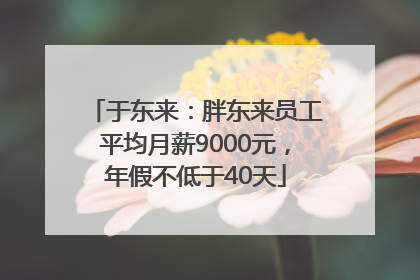 于东来：胖东来员工平均月薪9000元，年假不低于40天
