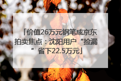 价值26万元钢笔成京东拍卖焦点：沈阳用户“捡漏”省下22.5万元