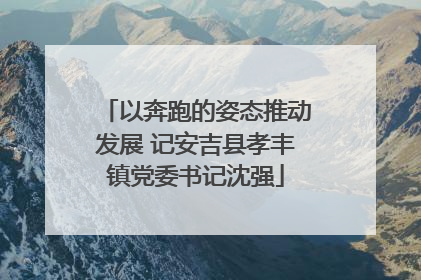 以奔跑的姿态推动发展 记安吉县孝丰镇党委书记沈强