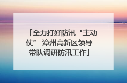 全力打好防汛“主动仗” 漳州高新区领导带队调研防汛工作