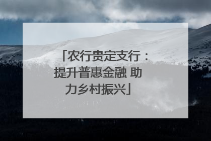 农行贵定支行：提升普惠金融 助力乡村振兴