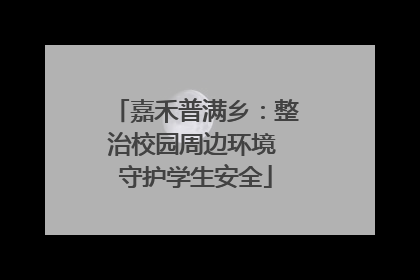 嘉禾普满乡：整治校园周边环境 守护学生安全