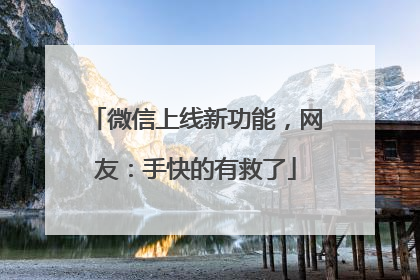 微信上线新功能，网友：手快的有救了