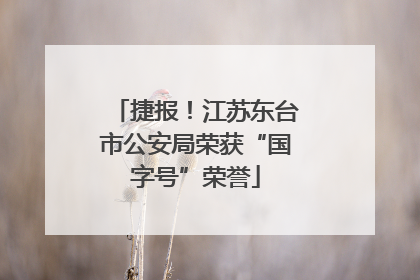 捷报！江苏东台市公安局荣获“国字号”荣誉