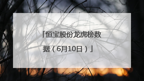 恒宝股份龙虎榜数据（6月10日）