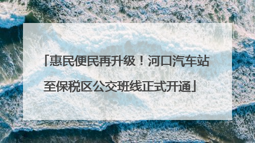 惠民便民再升级！河口汽车站至保税区公交班线正式开通