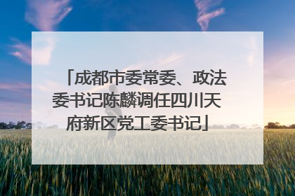 成都市委常委、政法委书记陈麟调任四川天府新区党工委书记