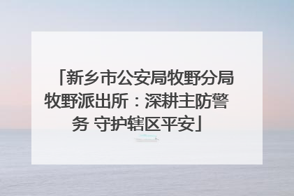 新乡市公安局牧野分局牧野派出所：深耕主防警务 守护辖区平安