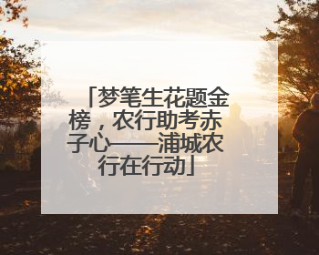 梦笔生花题金榜，农行助考赤子心——浦城农行在行动