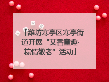 潍坊寒亭区寒亭街道开展“艾香童趣·粽情敬老”活动