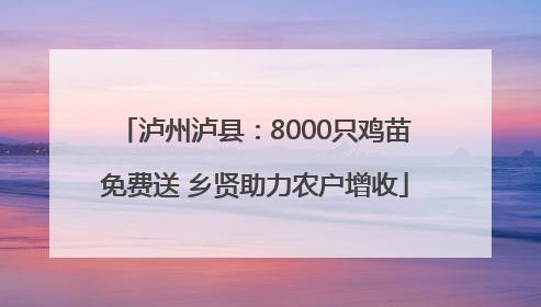 泸州泸县：8000只鸡苗免费送 乡贤助力农户增收