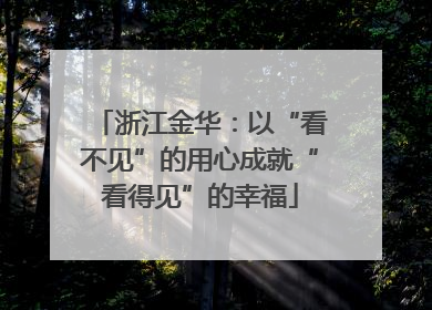 浙江金华：以“看不见”的用心成就“看得见”的幸福