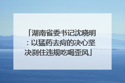 湖南省委书记沈晓明：以猛药去疴的决心坚决刹住违规吃喝歪风