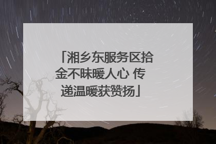 湘乡东服务区拾金不昧暖人心 传递温暖获赞扬