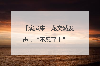 演员朱一龙突然发声：“不忍了！”