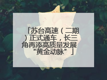 苏台高速（二期）正式通车，长三角再添高质量发展“黄金动脉”
