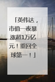 英伟达，市值一夜暴涨超1万亿元！重回全球第一！