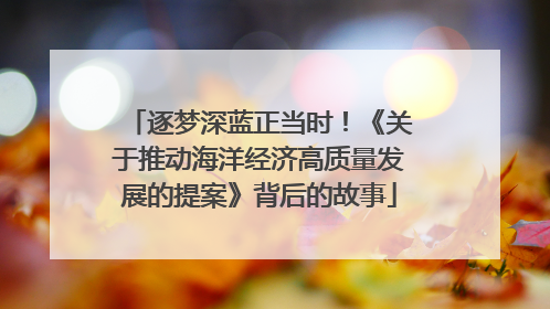 逐梦深蓝正当时！《关于推动海洋经济高质量发展的提案》背后的故事