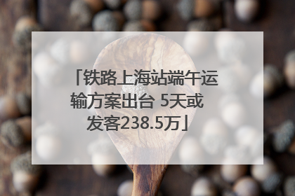 铁路上海站端午运输方案出台 5天或发客238.5万
