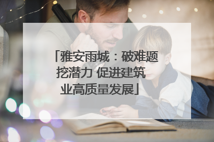 雅安雨城：破难题 挖潜力 促进建筑业高质量发展