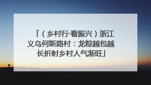 （乡村行·看振兴）浙江义乌何斯路村：龙粽越包越长折射乡村人气渐旺